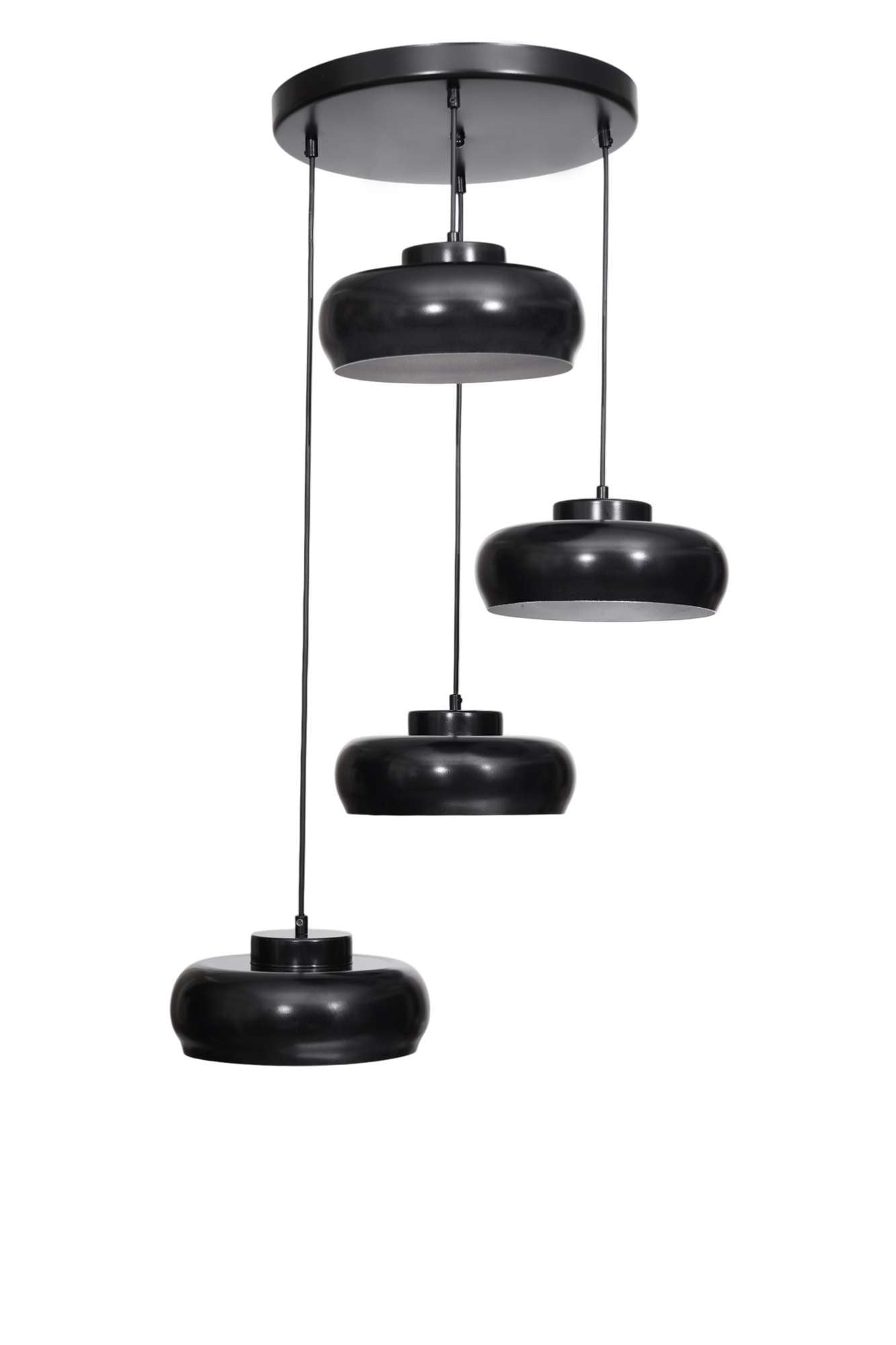 Candeeiro de Teto – altura ajustável de 21 a 70 cm – preto – metal