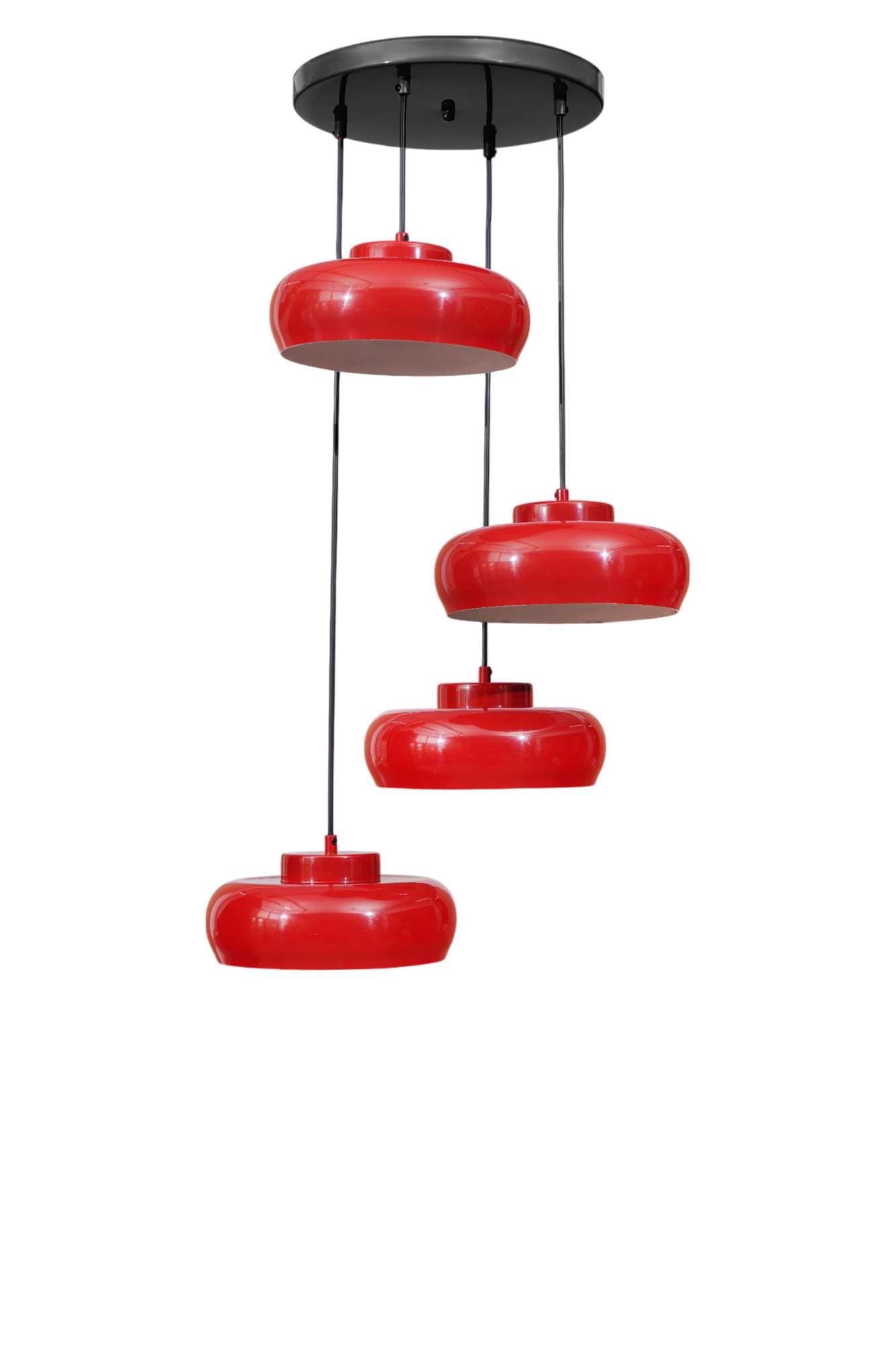 Candeeiro de Teto Ajustável – 21-70 cm – Vermelho e Preto – Metal