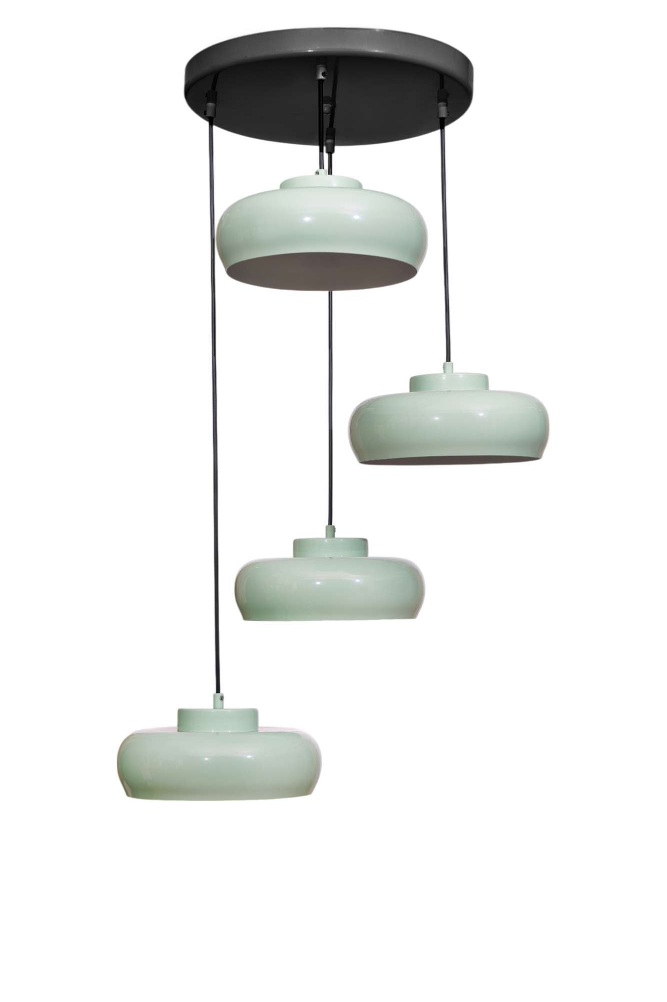 Candeeiro de Teto Ajustável – Ø25 cm – Verde Menta e Preto – Metal