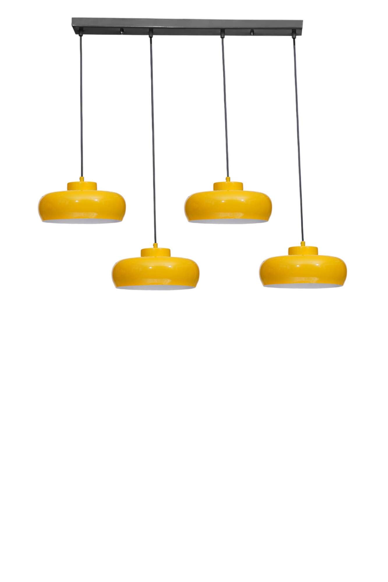 Candeeiro de Teto elegante – 21 a 70 cm – Mostarda e Preto – Metal