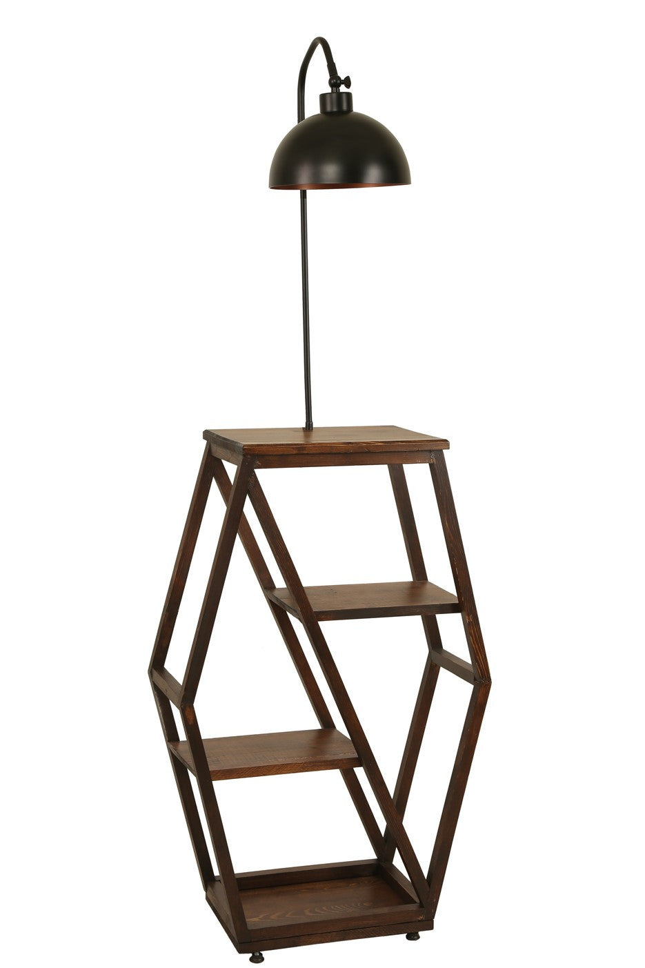 Candeeiro de Pé – 165 cm – Preto – Metal e Madeira de Fir