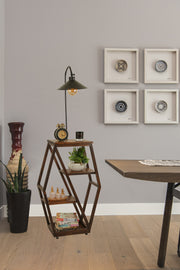 Candeeiro de Pé – 165 cm – Preto – Metal e Madeira de Fir