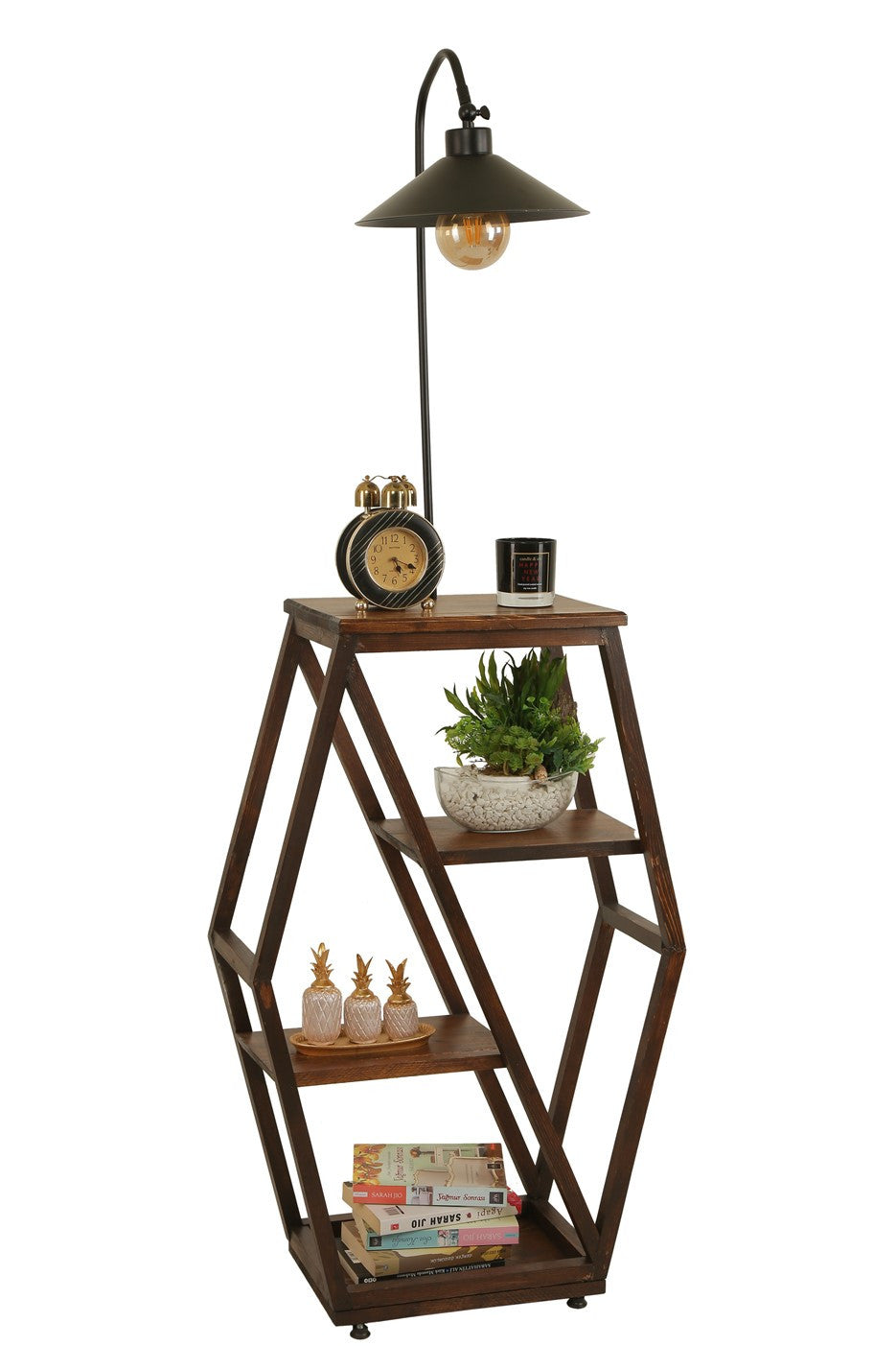 Candeeiro de Pé – 165 cm – Preto – Metal e Madeira de Fir