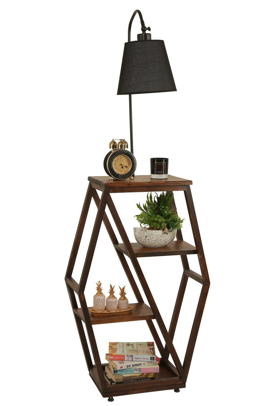 Candeeiro de Pé – 165 cm – Preto – Metal e Madeira