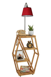 Candeeiro de Pé – 165 cm – Vermelho – Metal e Madeira