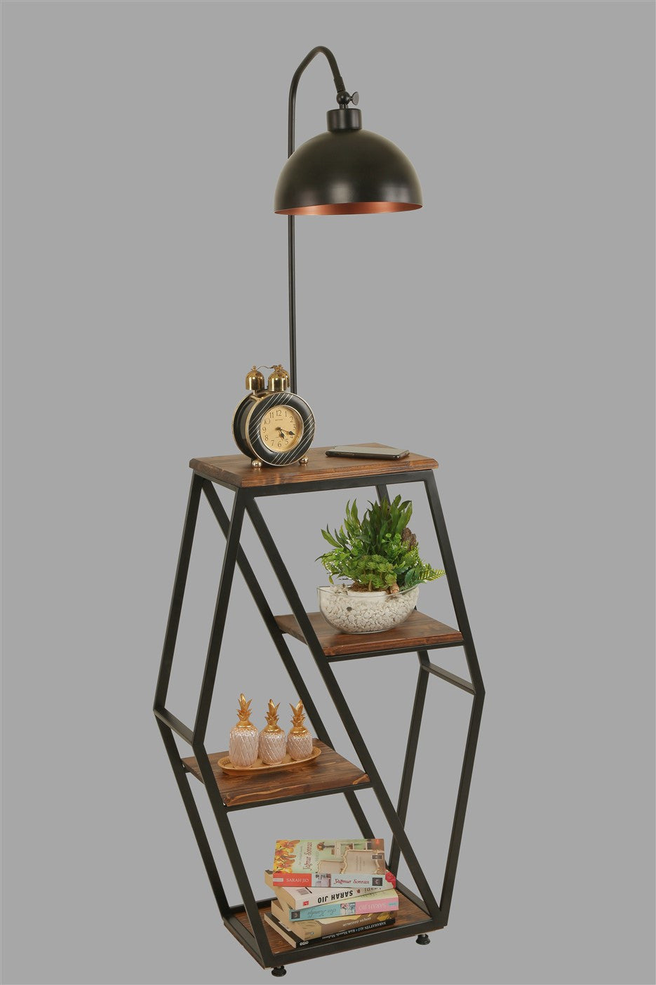Candeeiro de Pé – 165 cm – Noz – Metal e Madeira de Fir