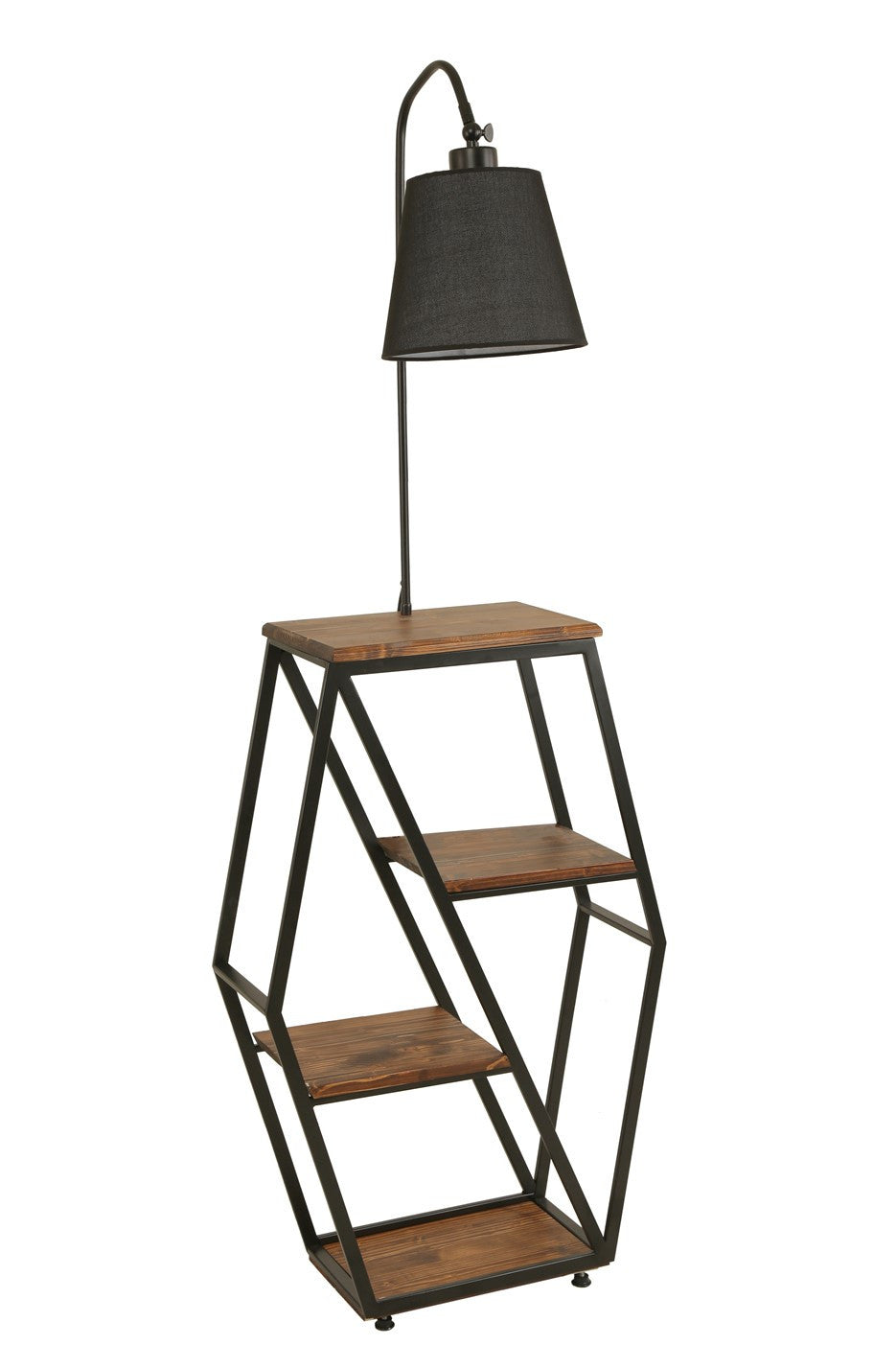 Candeeiro de Pé – 165 cm – Preto – Metal e Madeira