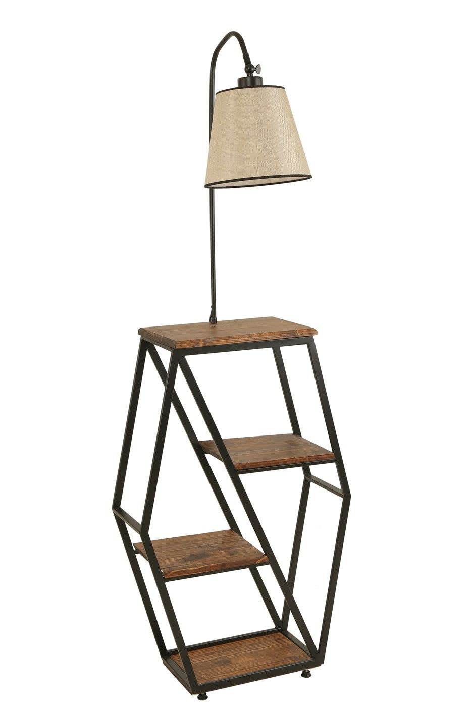 Candeeiro de Pé – 165 cm – Cor vime – Metal e Madeira de Fir