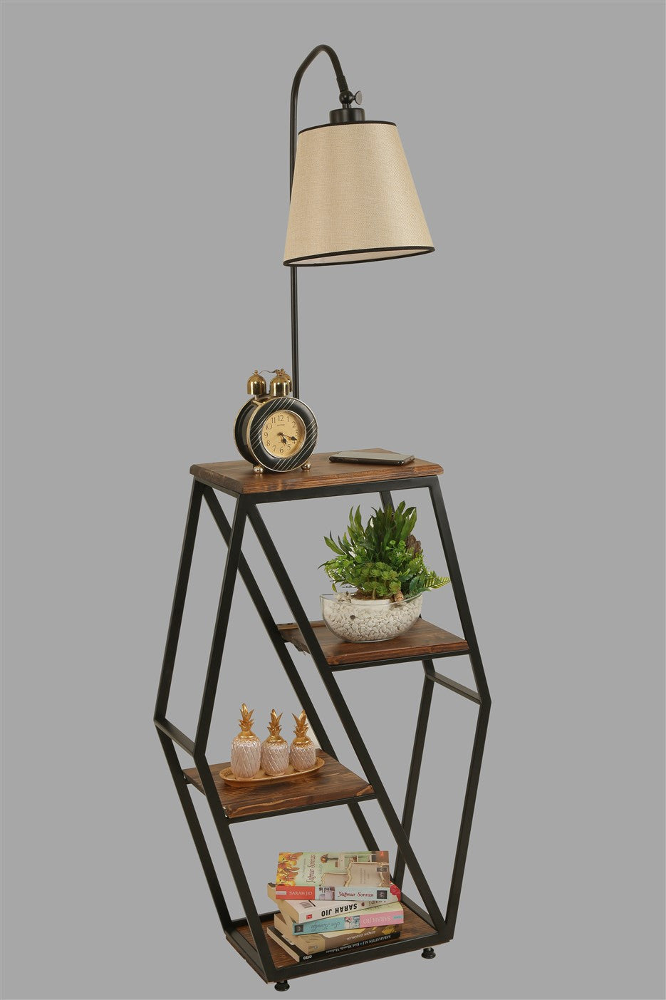 Candeeiro de Pé – 165 cm – Cor vime – Metal e Madeira de Fir