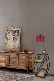 Candeeiro de Pé – 165 cm – Vermelho Carmim – Metal e madeira