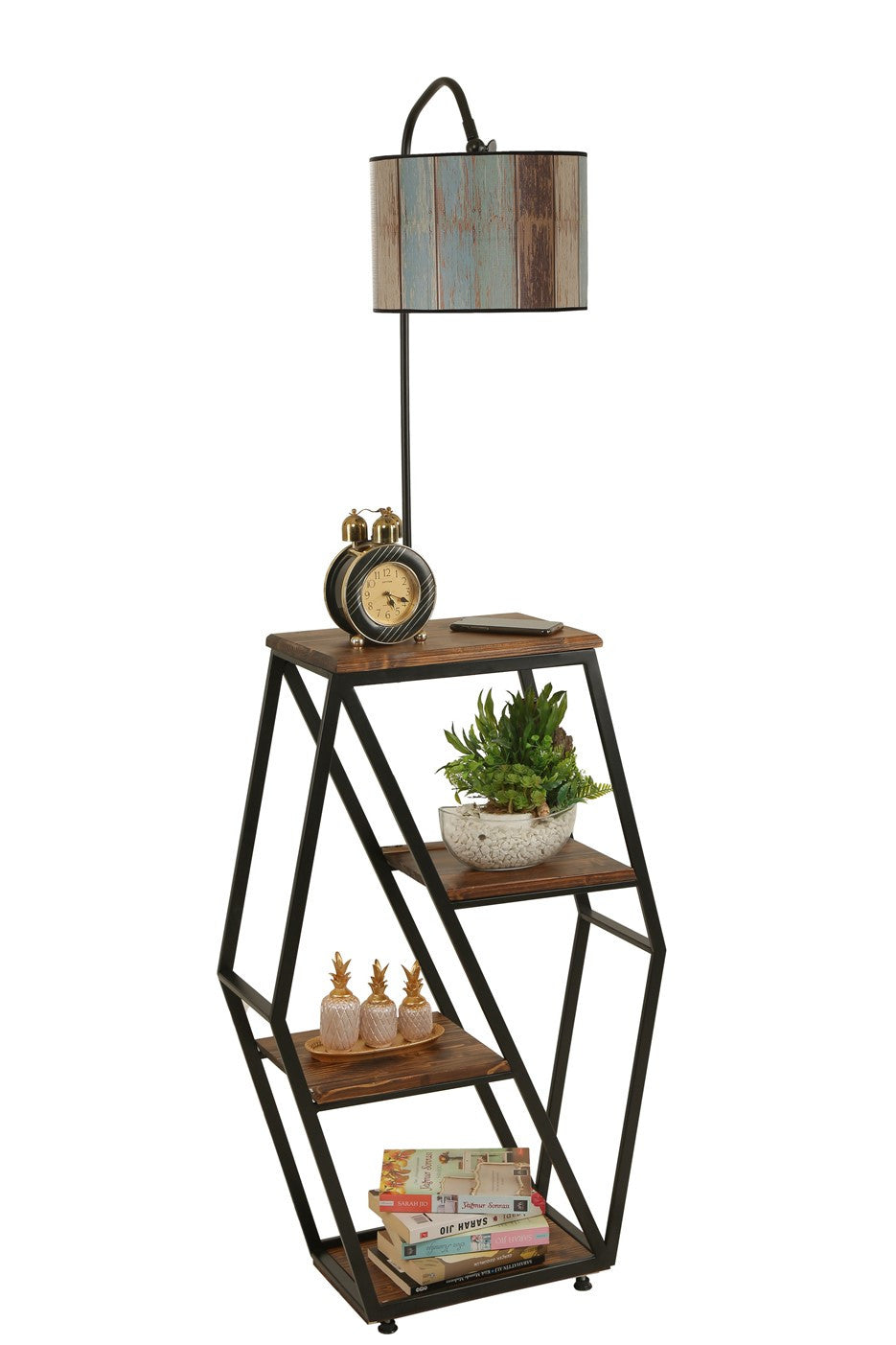 Candeeiro de Pé – 165 cm – Multicolorido – Metal e Madeira