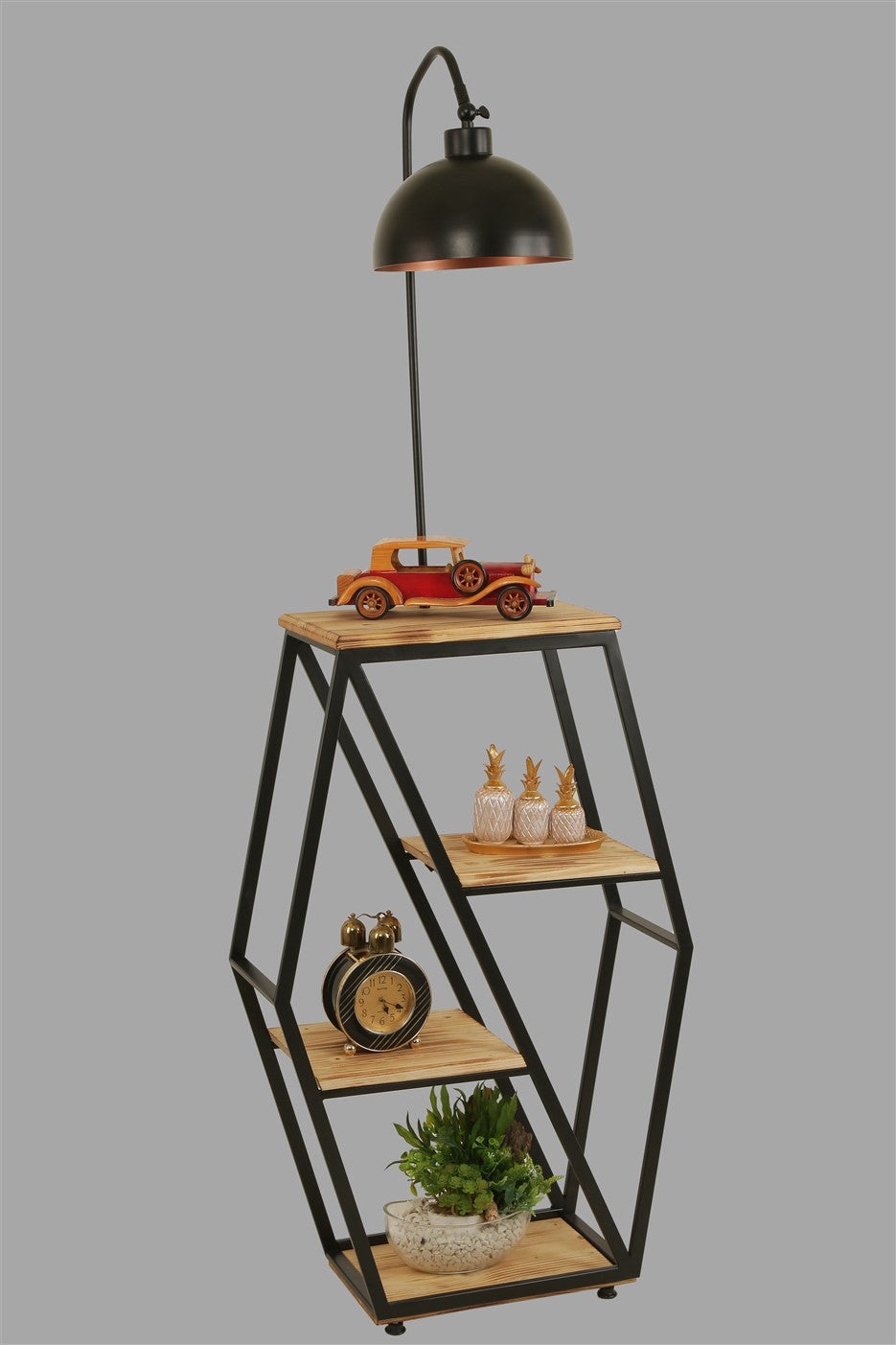 Candeeiro de Pé – 165 cm – Cor vime – Metal e Madeira Fir