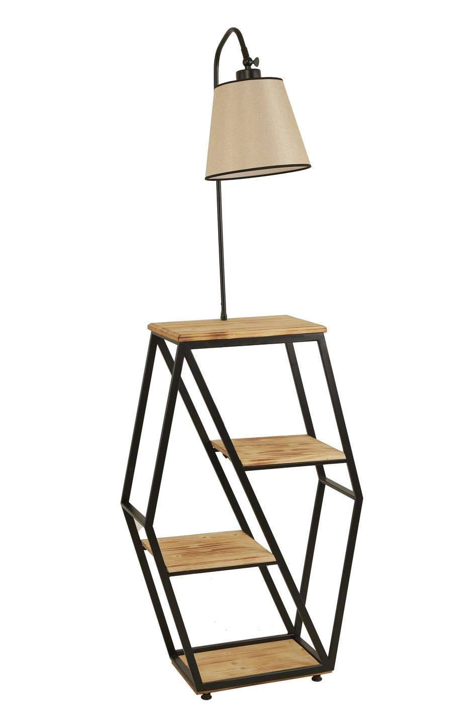Candeeiro de Pé – 165 cm – Vime – Metal e Madeira de Fir