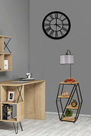 Candeeiro de Pé – 38 x 25 cm – Cinza Claro – Metal e Madeira
