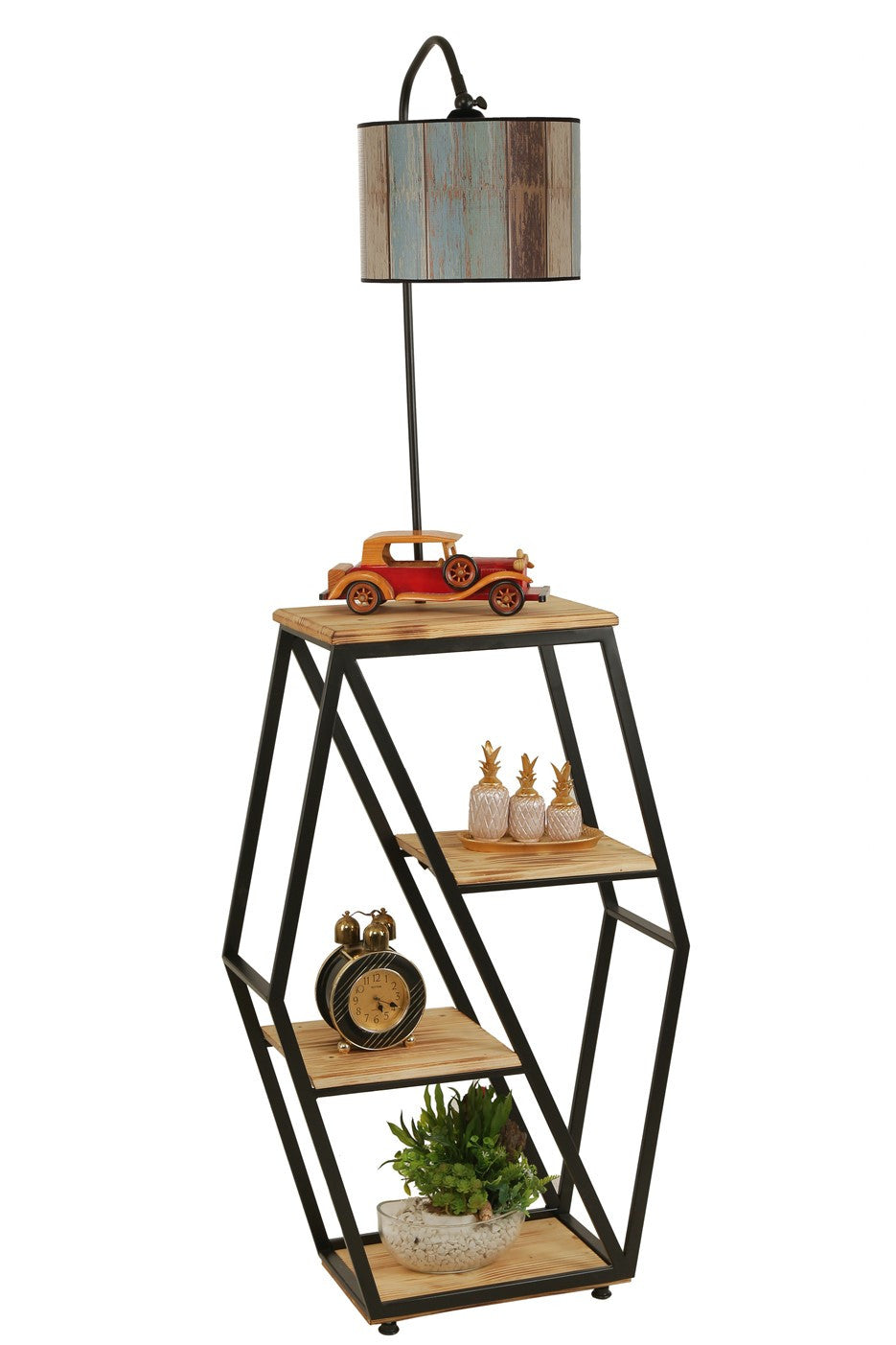 Candeeiro de Pé – 165 cm – Multicolorido – Metal e Madeira