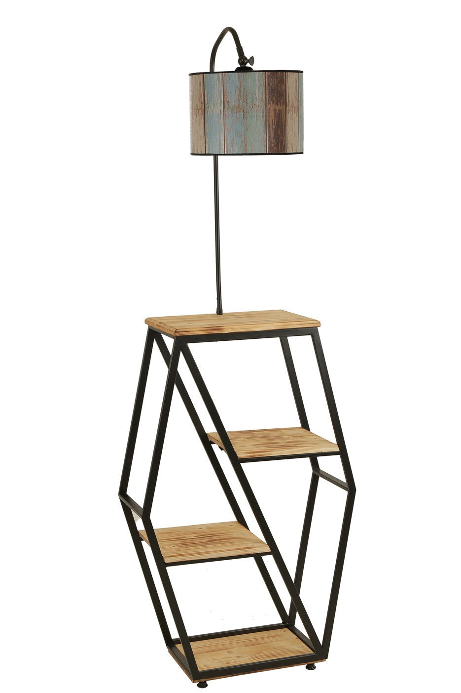 Candeeiro de Pé – 165 cm – Multicolorido – Metal e Madeira