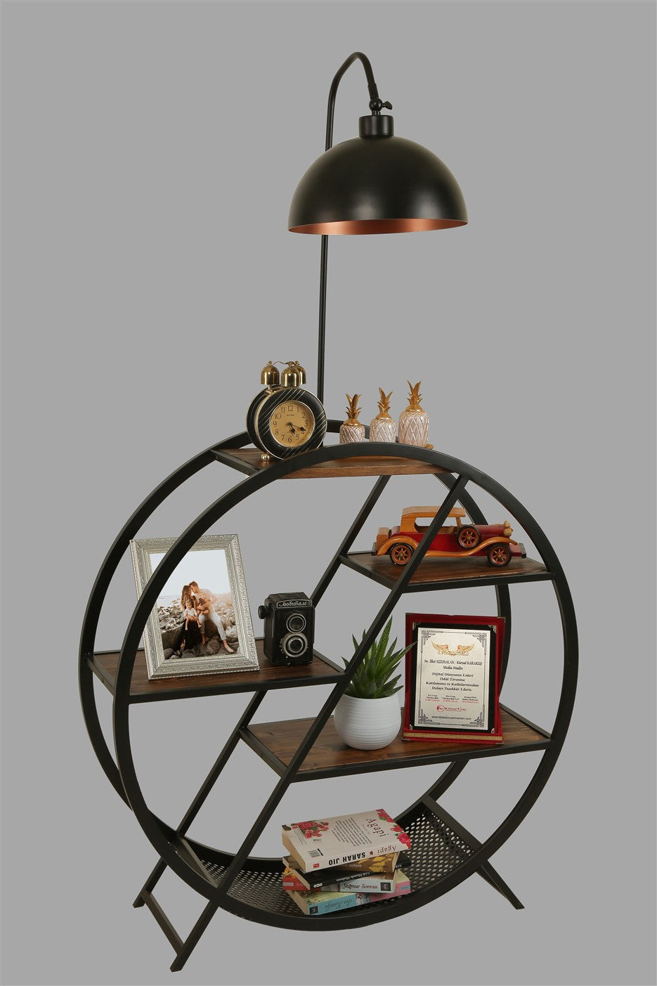 Candeeiro de Pé – 165 cm – Noz – Metal e Madeira de Fir