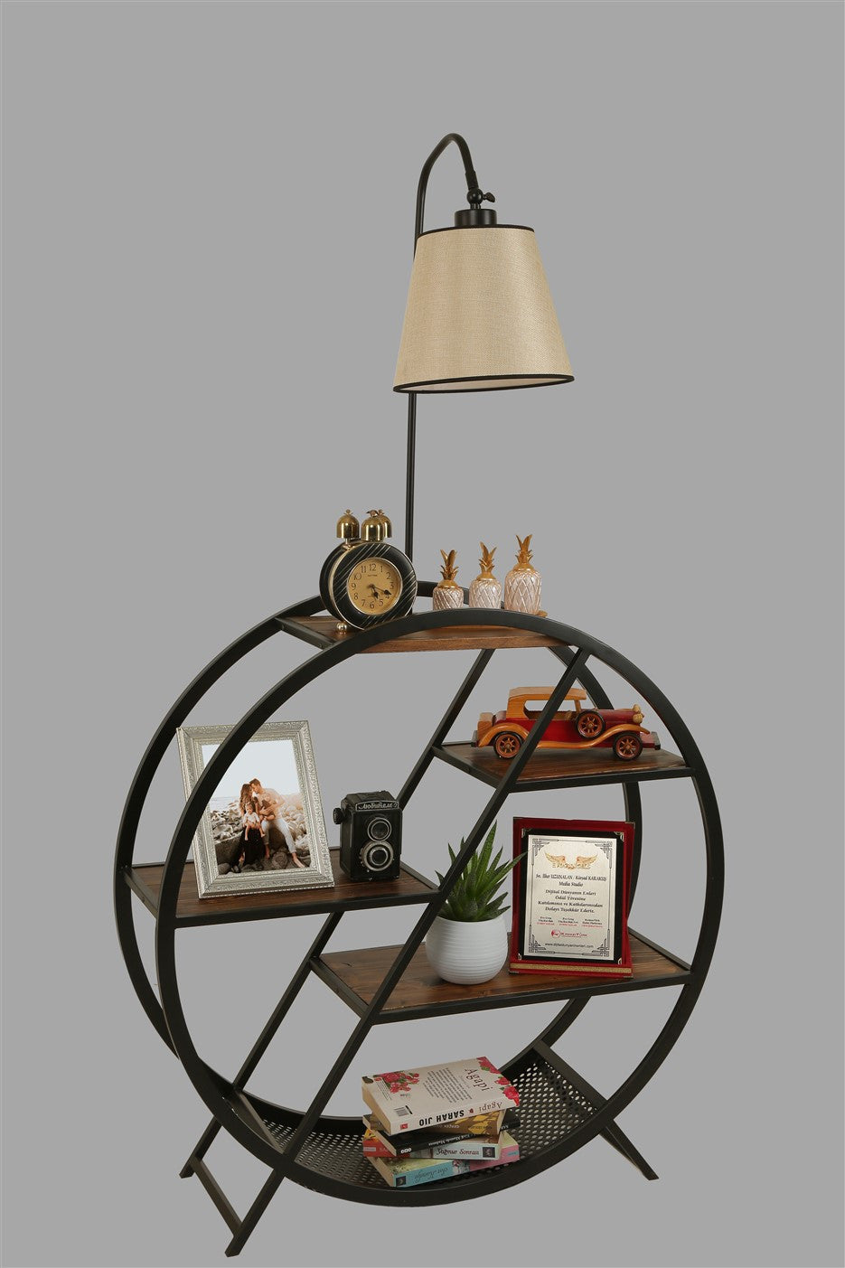 Candeeiro de Pé – 165 cm – Cor vime – Metal e Madeira