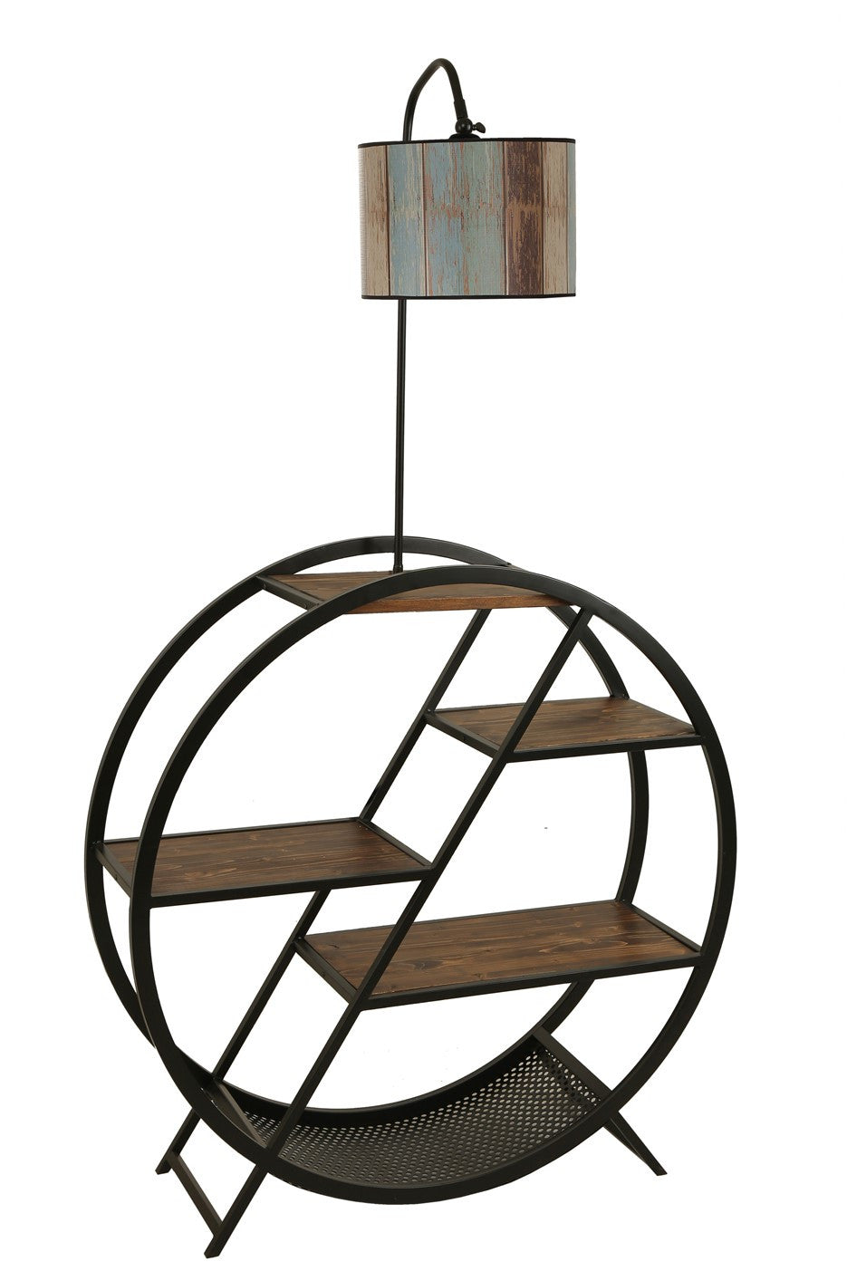Candeeiro de Pé com Suporte para Livros em Madeira Fir – 165 cm – Multicolorido – Metal