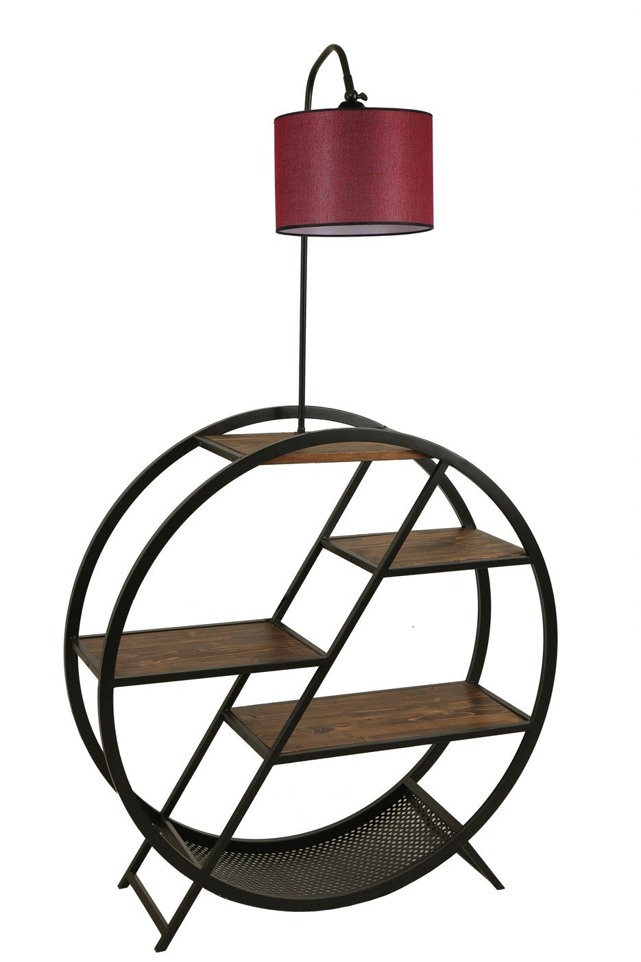 Candeeiro de Pé – 165 cm – Vermelho Bordeaux – Metal e Madeira Fir