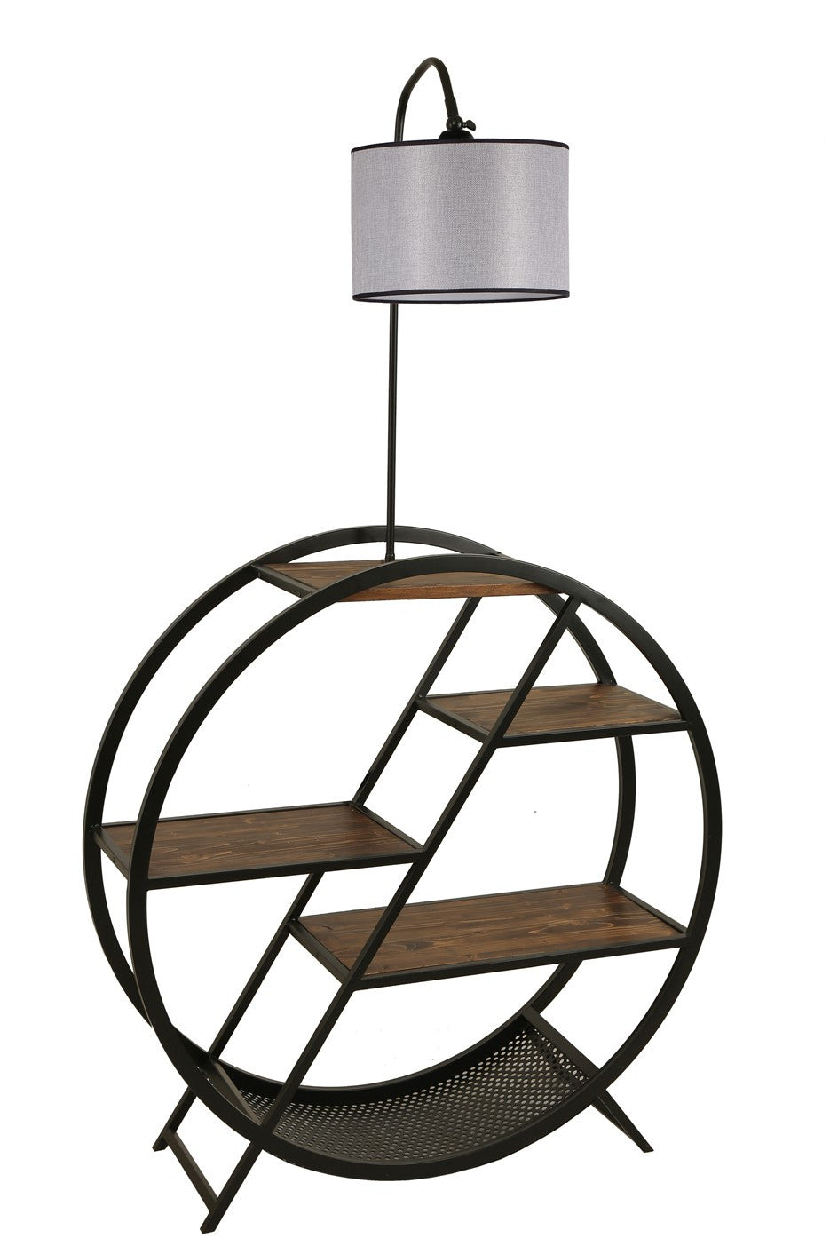 Candeeiro de Pé – 90 x 28 cm – Cinza Claro – Metal e Madeira