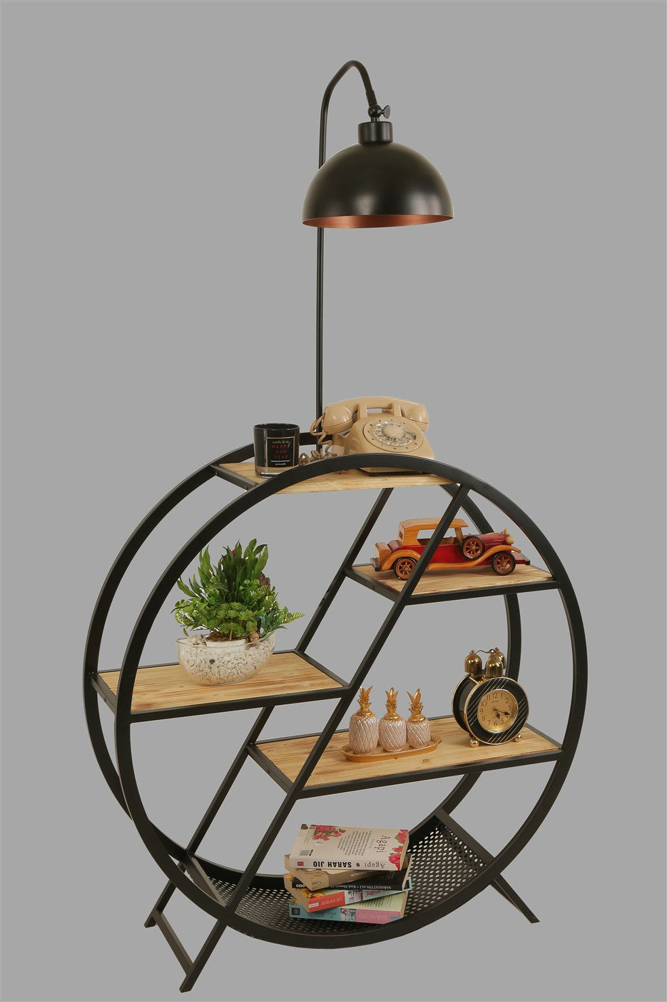Candeeiro de Pé – 165 cm – Cáqui – Metal e Madeira de Fir