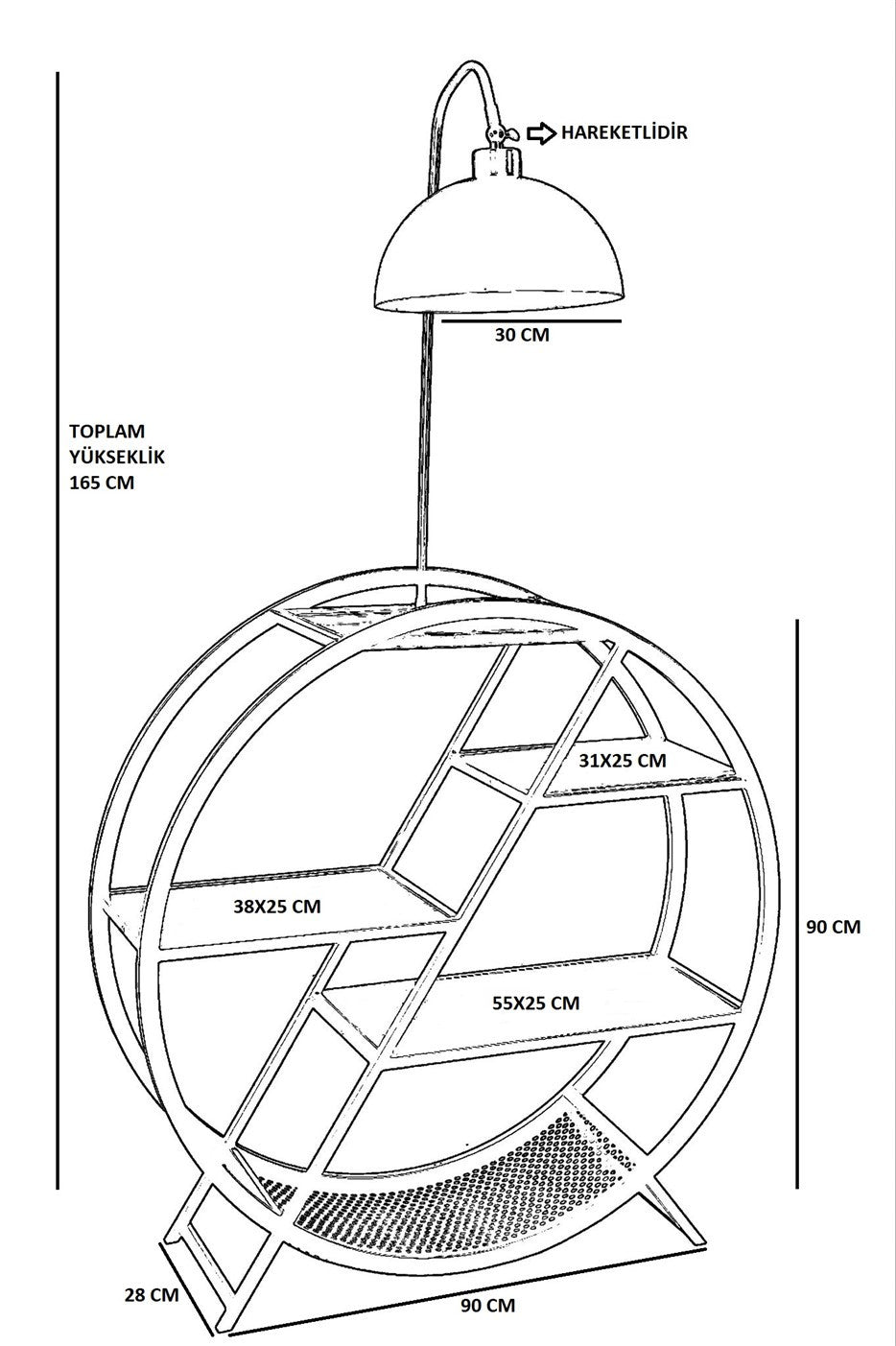 Candeeiro de Pé – 165 cm – Cáqui – Metal e Madeira de Fir