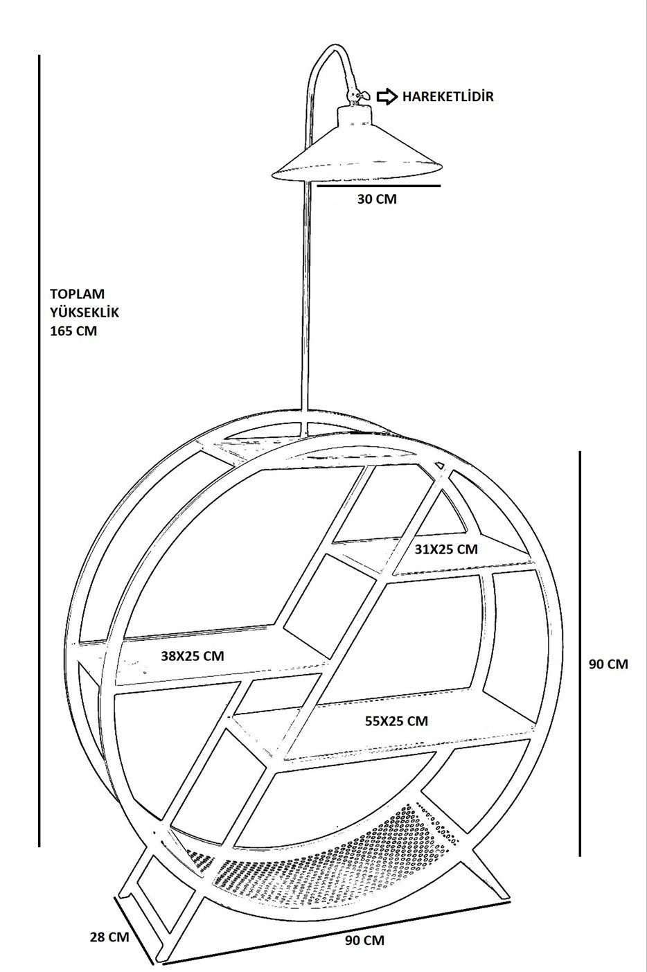 Candeeiro de Pé – 165 cm – Caqui – Metal e madeira de fir