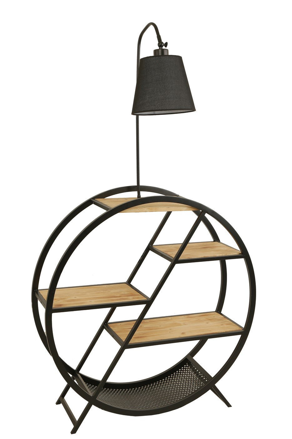 Candeeiro de Pé – 165 cm – Preto – Metal e Madeira de Fir