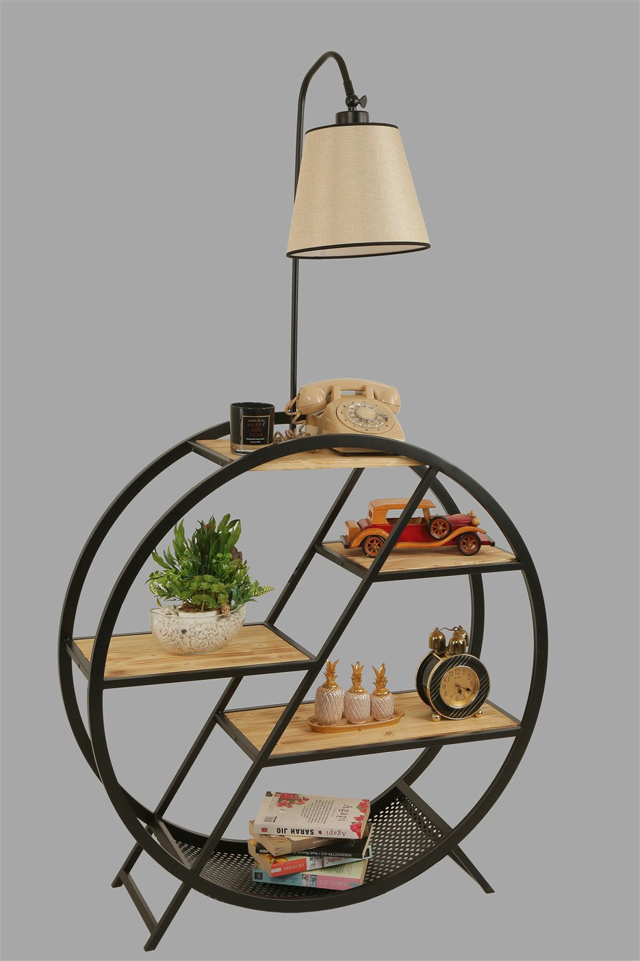 Candeeiro de Pé – 165 cm – Cor vime – Metal e Madeira de Fir