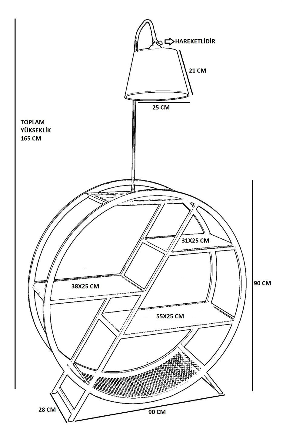 Candeeiro de Pé – 165 cm – Cor vime – Metal e Madeira de Fir
