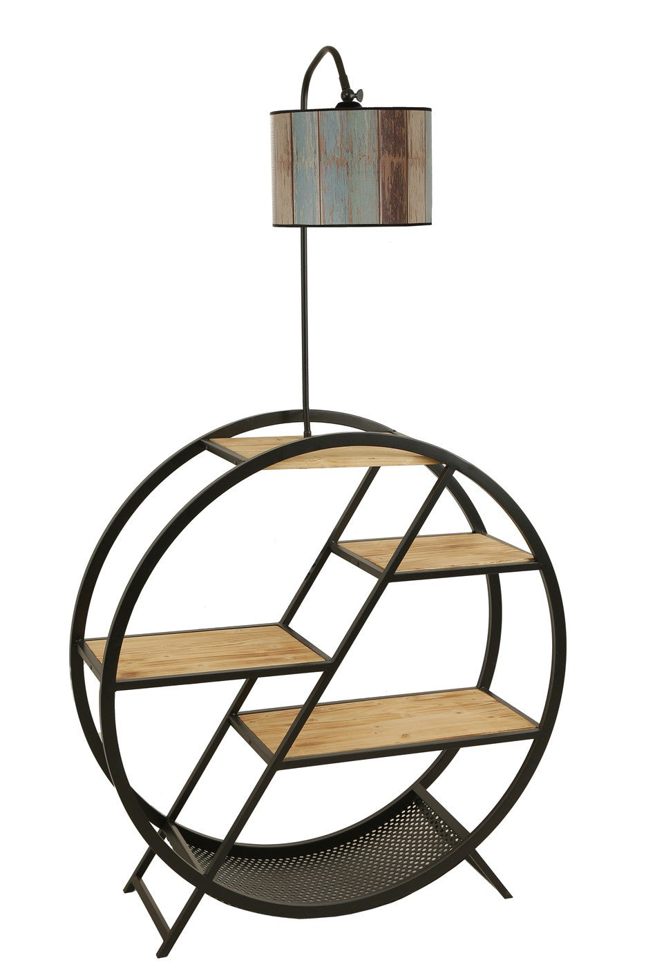 Candeeiro de Pé – 165 cm – Multicolorido – Metal e Madeira de Pinheiro