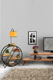 Candeeiro de Pé – 90 x 28 cm – Amarelo – Metal e Madeira de Fir