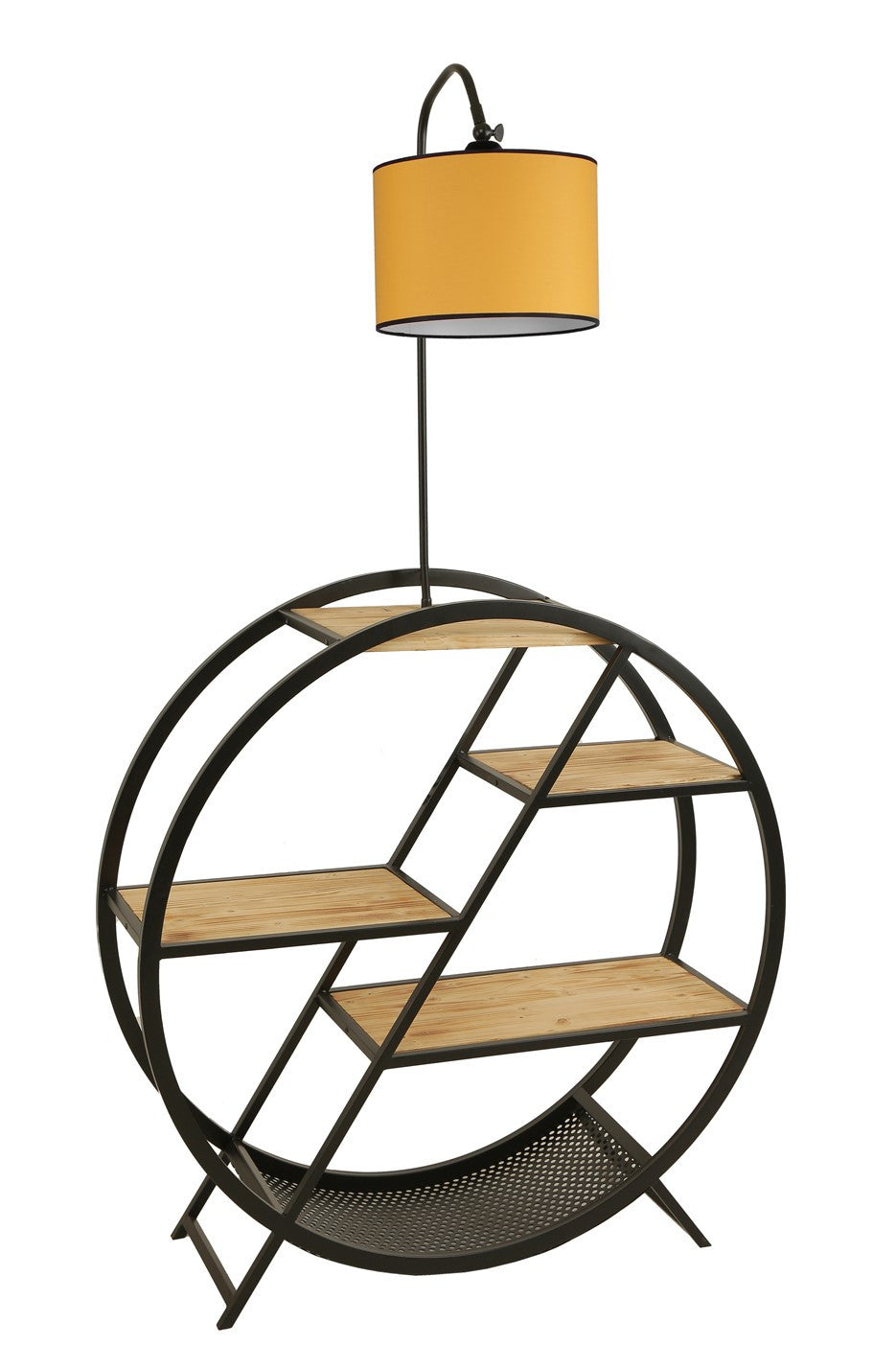 Candeeiro de Pé – 90 x 28 cm – Amarelo – Metal e Madeira de Fir