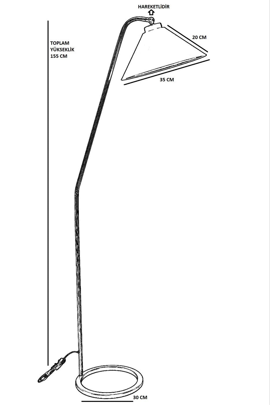 Candeeiro de Pé – 155 cm – Cor vime – Metal
