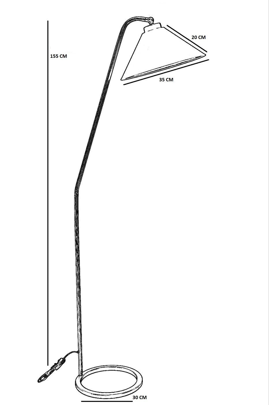 Candeeiro de Pé – 155 cm – Cinza Claro – Metal