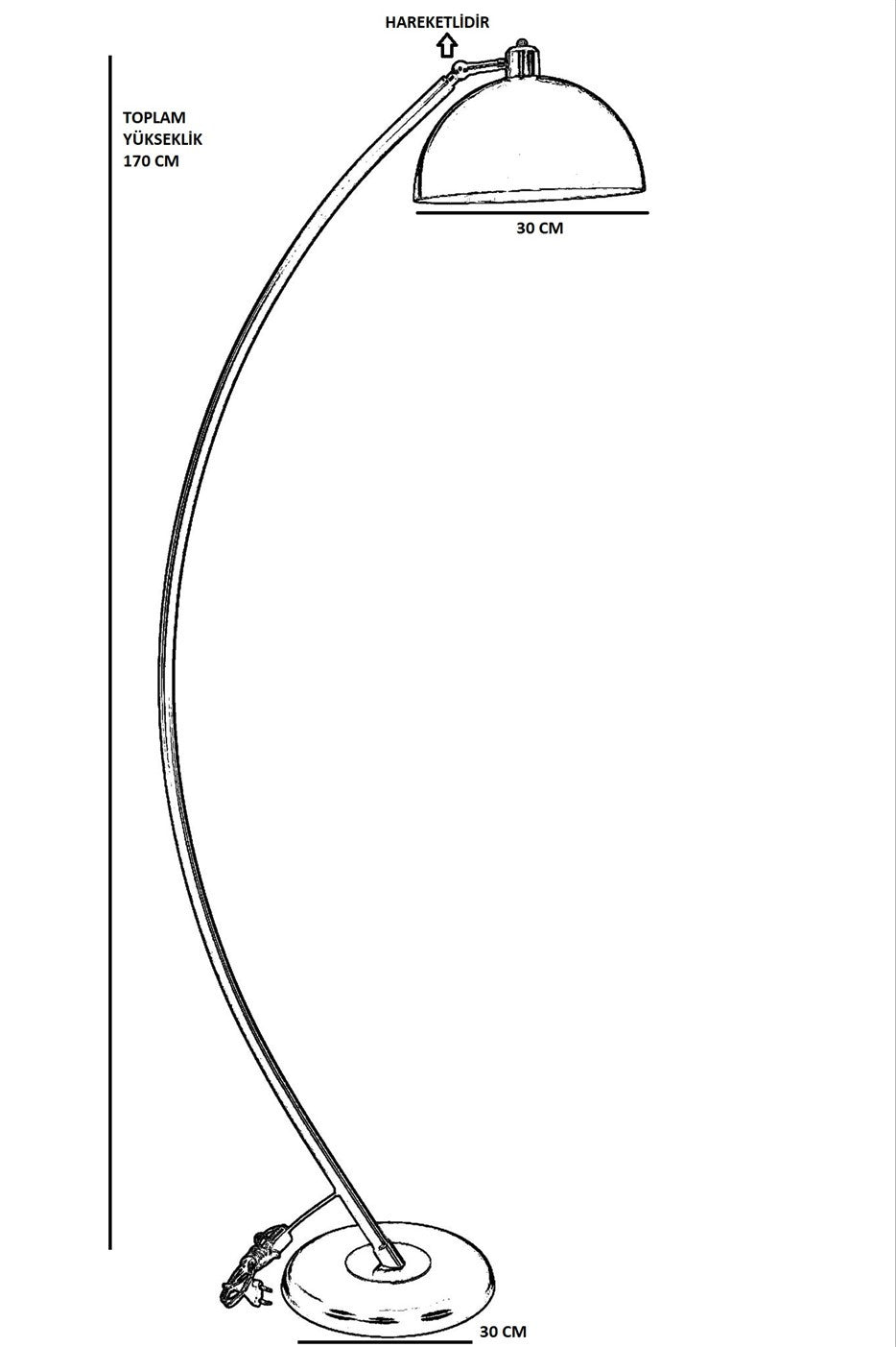 Candeeiro de Pé – 170 cm – Dourado e Preto – Metal