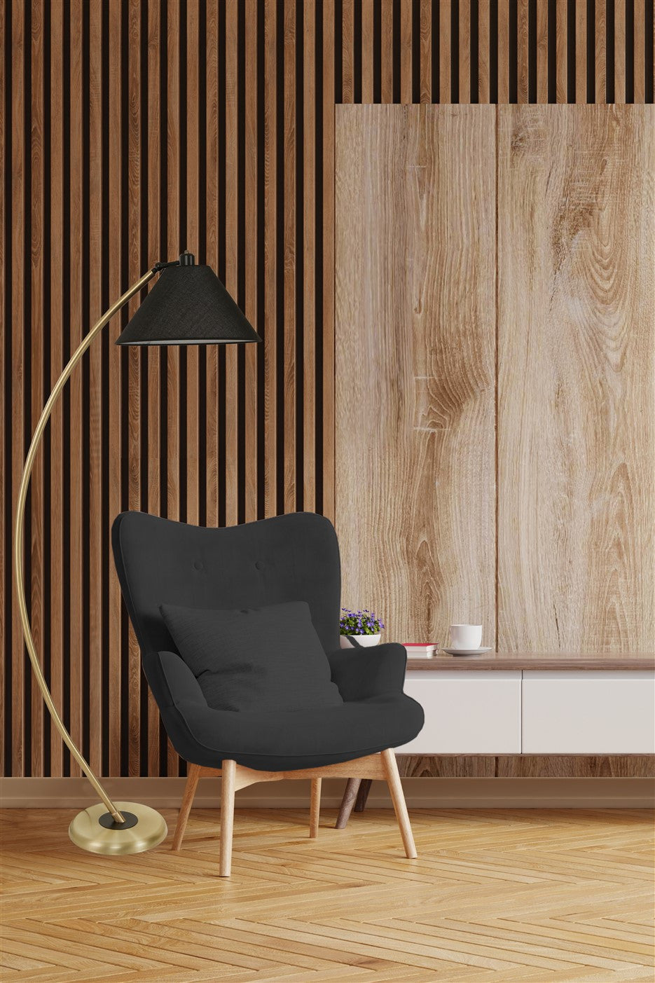 Candeeiro de Pé – 170 cm – Preto – Metal