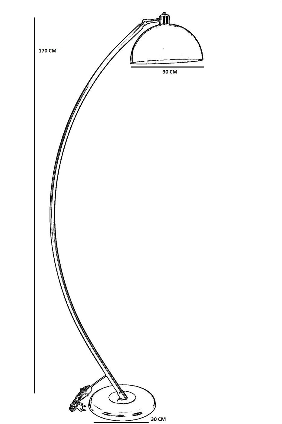 Candeeiro de Pé – 170 cm – Preto – Metal