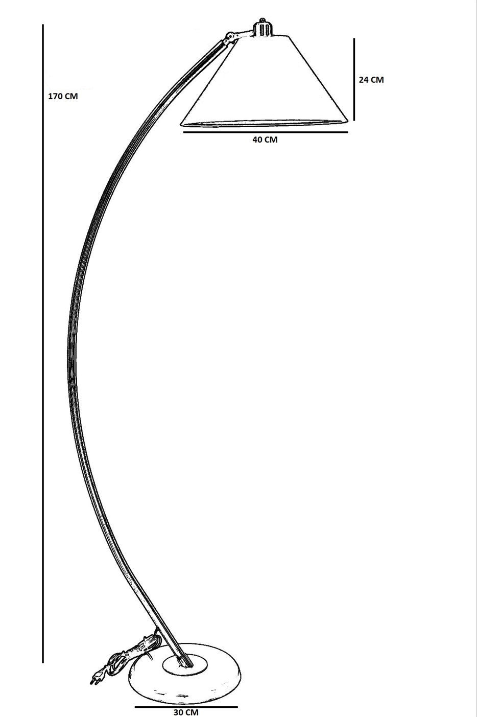 Candeeiro de Pé – 170 cm – Preto – Metal