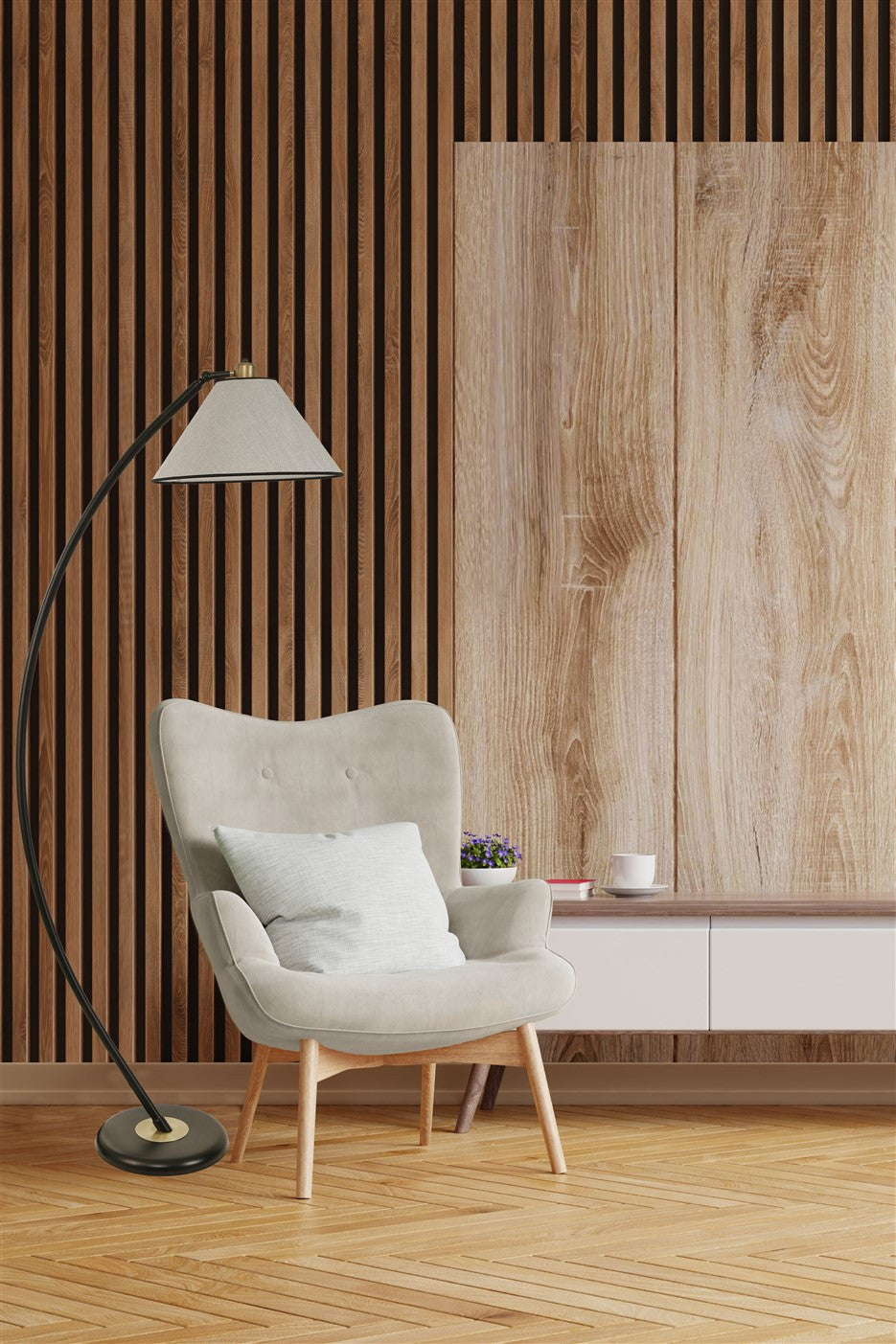 Candeeiro de Pé – 170 cm – Cinza Claro – Metal