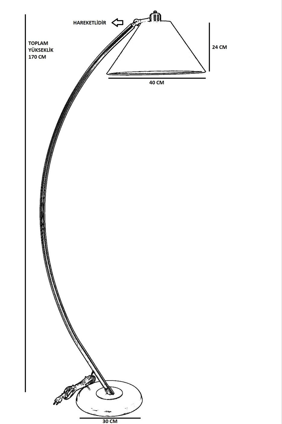 Candeeiro de Pé – 170 cm altura – Cromo – Metal
