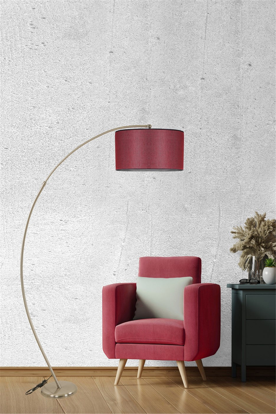 Candeeiro de Pé – 185 cm – Vermelho Clarete – Metal