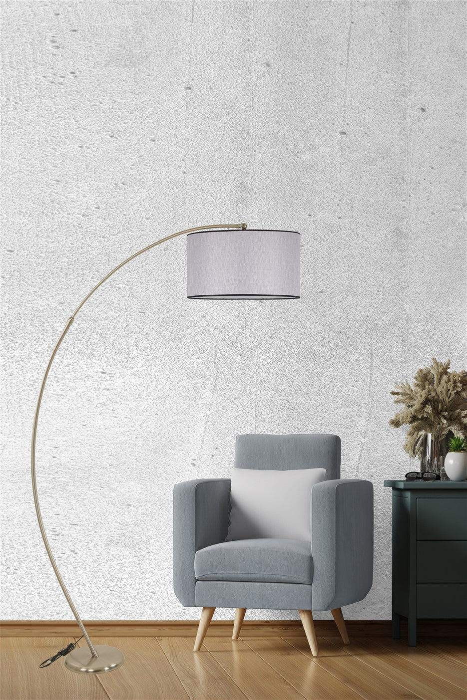 Candeeiro de Pé – 185 cm – Cinza Claro – Metal