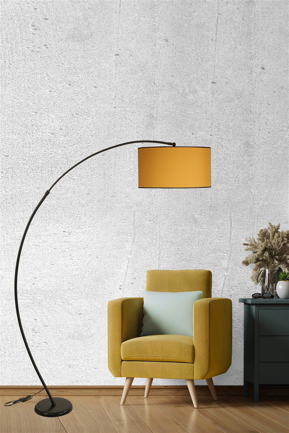 Candeeiro de Pé – 85 cm a 185 cm – Amarelo – Metal