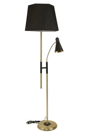 Candeeiro de Pé – 165 cm – Preto – Corpo metálico com revestimento cromado e cúpula de tecido