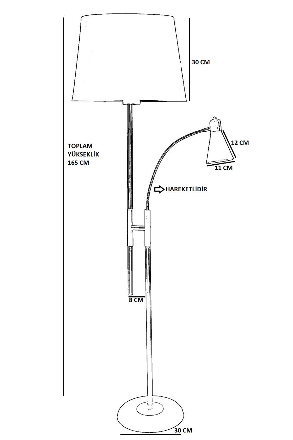 Candeeiro de Pé – 165 cm – Cinza – Metal
