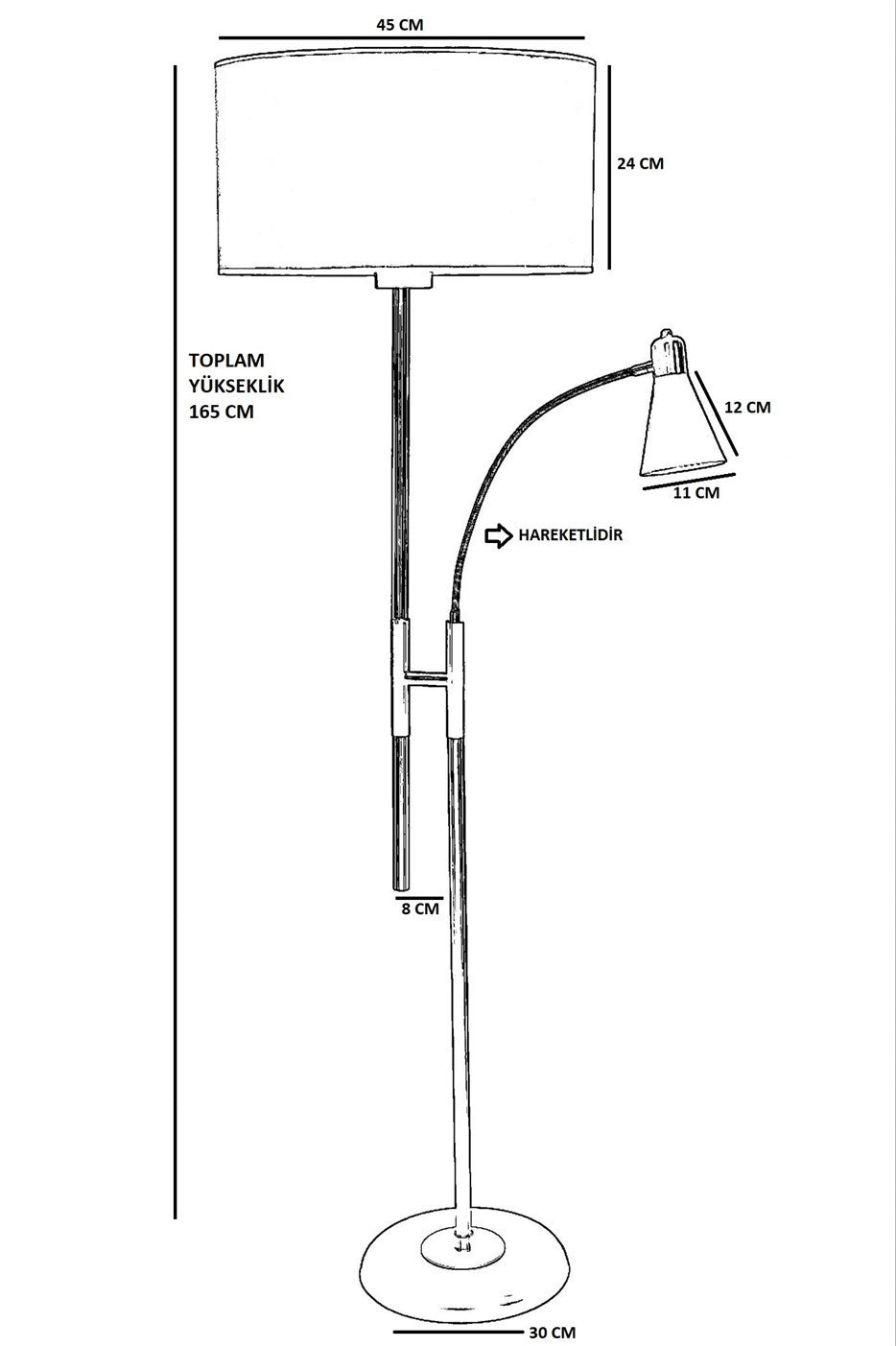 Candeeiro de Pé – 165 cm – Cromado – Metálico