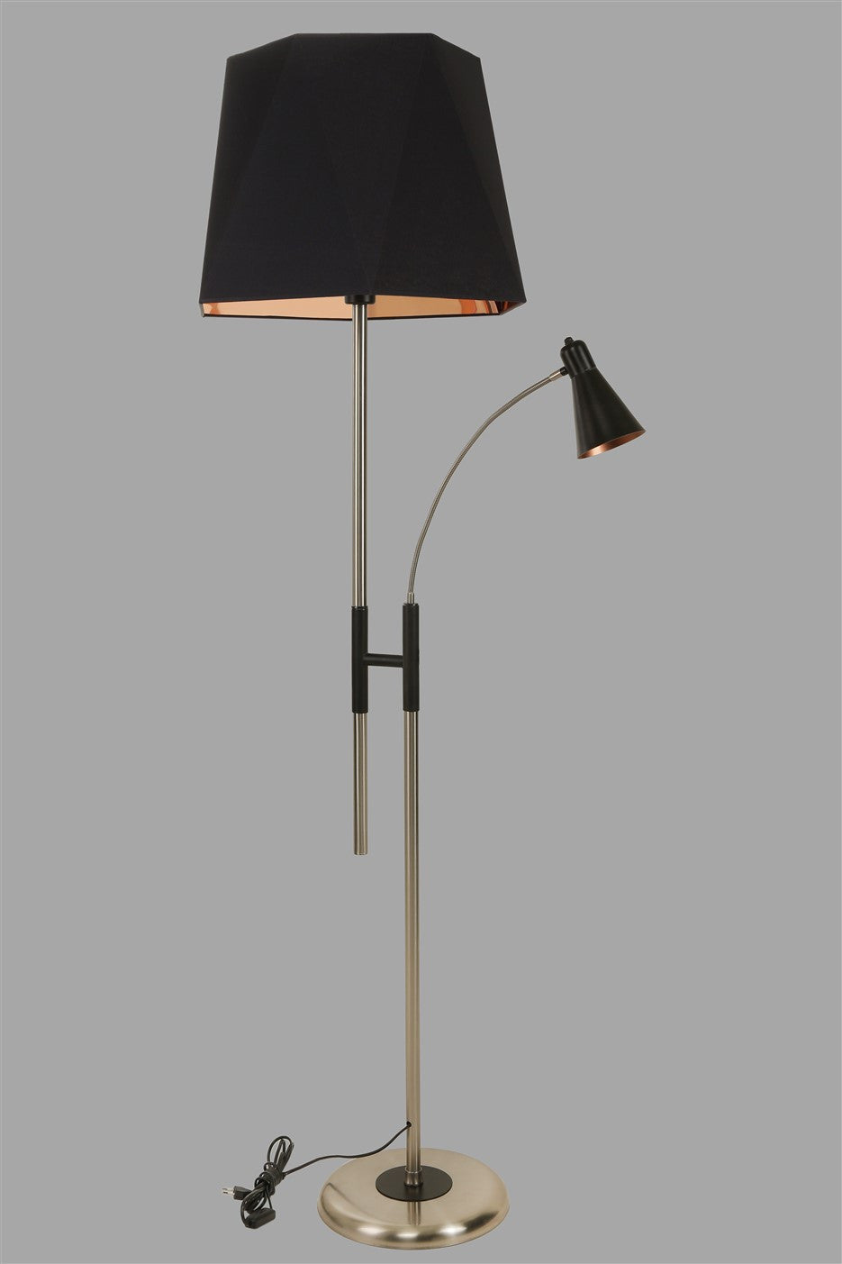 Candeeiro de Pé – 165 cm – Preto e Cobre – Metálico