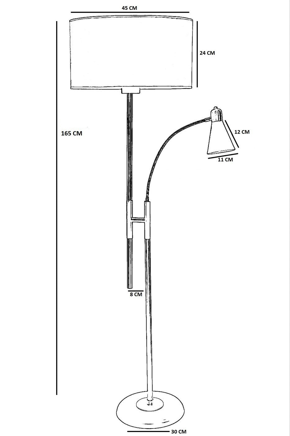 Candeeiro de Pé – 165 cm – Cor vime – Metal